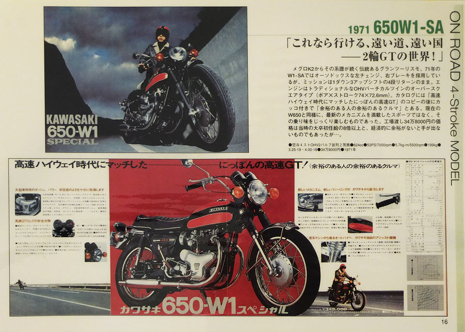Kawasaki W1-SA Werbeprospekt von 1971